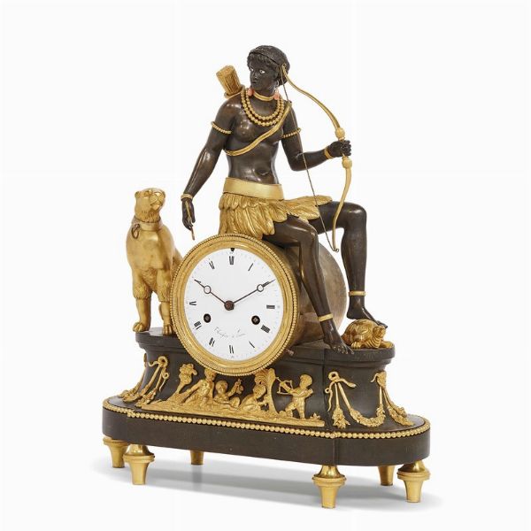 OROLOGIO DA CAMINO, DEVERBERIE & CIE., PARIGI, 1800-1810  - Asta INTERNATIONAL FINE ART E UNA IMPORTANTE COLLEZIONE DI PENDOLE AU BON SAUVAGE - Associazione Nazionale - Case d'Asta italiane