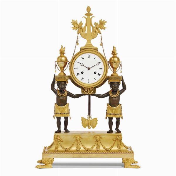 OROLOGIO DA CAMINO, DEVERBERIE & CIE., PARIGI, 1800-1805  - Asta INTERNATIONAL FINE ART E UNA IMPORTANTE COLLEZIONE DI PENDOLE AU BON SAUVAGE - Associazione Nazionale - Case d'Asta italiane