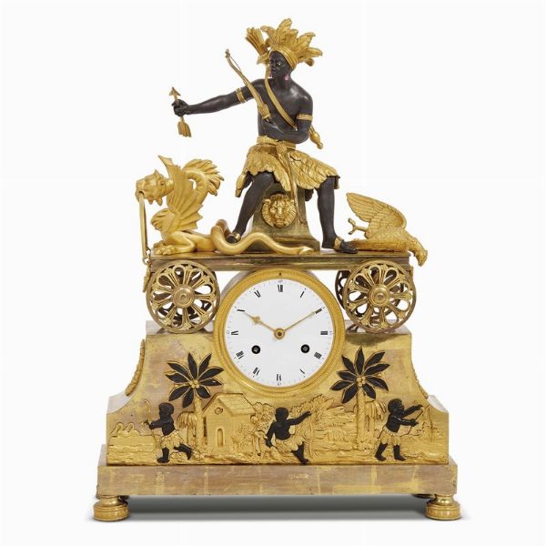 OROLOGIO DA CAMINO, PARIGI, 1800-1810  - Asta INTERNATIONAL FINE ART E UNA IMPORTANTE COLLEZIONE DI PENDOLE �AU BON SAUVAGE� - Associazione Nazionale - Case d'Asta italiane