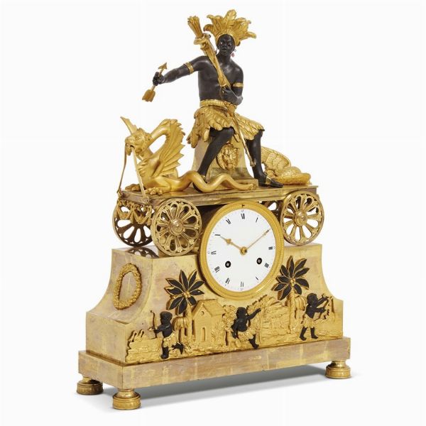 OROLOGIO DA CAMINO, PARIGI, 1800-1810  - Asta INTERNATIONAL FINE ART E UNA IMPORTANTE COLLEZIONE DI PENDOLE �AU BON SAUVAGE� - Associazione Nazionale - Case d'Asta italiane