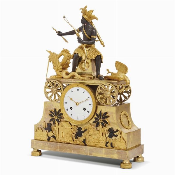 OROLOGIO DA CAMINO, PARIGI, 1800-1810  - Asta INTERNATIONAL FINE ART E UNA IMPORTANTE COLLEZIONE DI PENDOLE �AU BON SAUVAGE� - Associazione Nazionale - Case d'Asta italiane