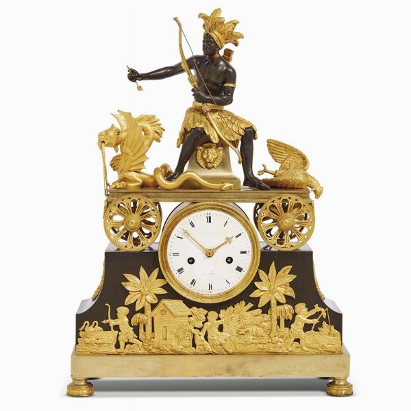 OROLOGIO DA CAMINO, PARIGI, 1800-1810  - Asta INTERNATIONAL FINE ART E UNA IMPORTANTE COLLEZIONE DI PENDOLE AU BON SAUVAGE - Associazione Nazionale - Case d'Asta italiane