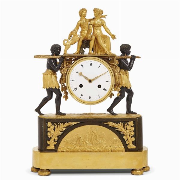 OROLOGIO DA CAMINO, PARIGI, 1800-1810  - Asta INTERNATIONAL FINE ART E UNA IMPORTANTE COLLEZIONE DI PENDOLE AU BON SAUVAGE - Associazione Nazionale - Case d'Asta italiane
