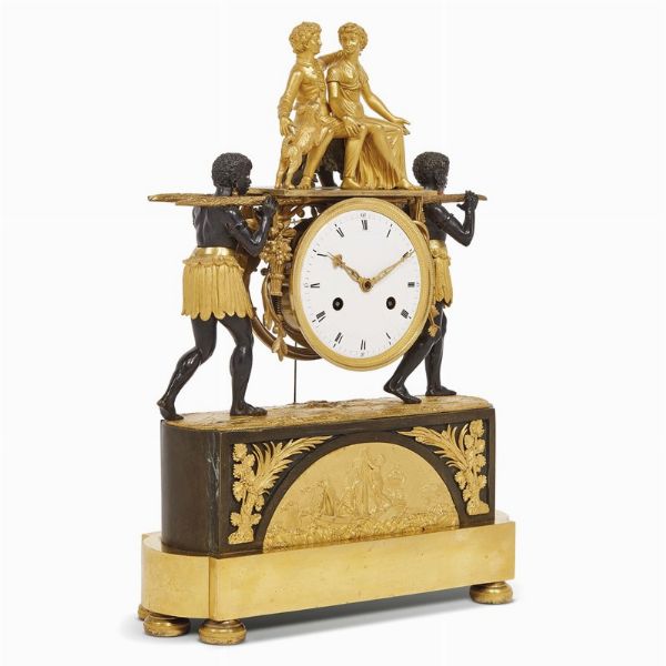 OROLOGIO DA CAMINO, PARIGI, 1800-1810  - Asta INTERNATIONAL FINE ART E UNA IMPORTANTE COLLEZIONE DI PENDOLE AU BON SAUVAGE - Associazione Nazionale - Case d'Asta italiane