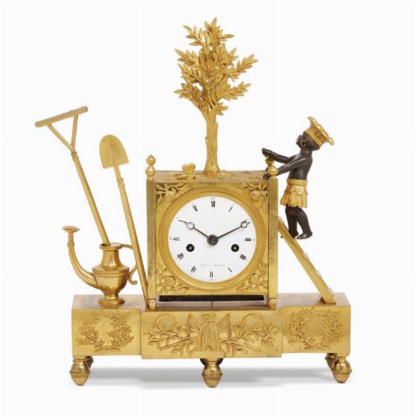 OROLOGIO DA CAMINO, PARIGI, 1805-1815  - Asta INTERNATIONAL FINE ART E UNA IMPORTANTE COLLEZIONE DI PENDOLE AU BON SAUVAGE - Associazione Nazionale - Case d'Asta italiane