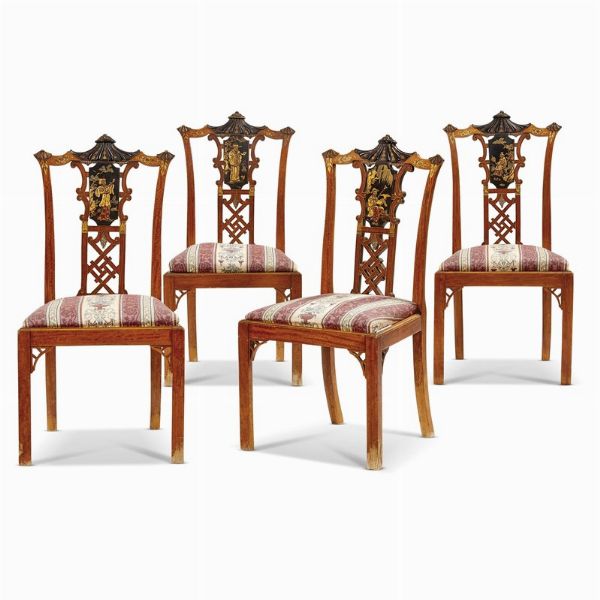 QUATTRO SEDIE, INGHILTERRA, SECOLO XIX  - Asta INTERNATIONAL FINE ART E UNA IMPORTANTE COLLEZIONE DI PENDOLE AU BON SAUVAGE - Associazione Nazionale - Case d'Asta italiane