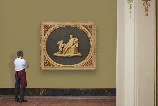 COPPIA DI PANNELLI EN GRISAILLE, ITALIA CENTRALE, SECOLO XIX  - Asta INTERNATIONAL FINE ART E UNA IMPORTANTE COLLEZIONE DI PENDOLE AU BON SAUVAGE - Associazione Nazionale - Case d'Asta italiane