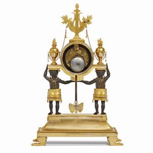 OROLOGIO DA CAMINO, DEVERBERIE & CIE., PARIGI, 1800-1805  - Asta INTERNATIONAL FINE ART E UNA IMPORTANTE COLLEZIONE DI PENDOLE AU BON SAUVAGE - Associazione Nazionale - Case d'Asta italiane