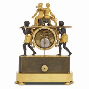 OROLOGIO DA CAMINO, PARIGI, 1800-1810  - Asta INTERNATIONAL FINE ART E UNA IMPORTANTE COLLEZIONE DI PENDOLE AU BON SAUVAGE - Associazione Nazionale - Case d'Asta italiane