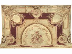 GRANDE TAPPETO AUBUSSON, FRANCIA, SECOLO XIX    - Asta INTERNATIONAL FINE ART E UNA IMPORTANTE COLLEZIONE DI PENDOLE AU BON SAUVAGE - Associazione Nazionale - Case d'Asta italiane