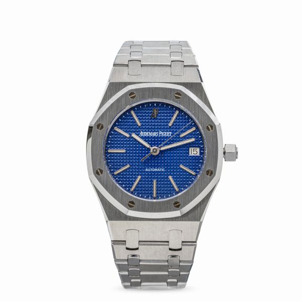 AUDEMARS PIGUET : Affascinante Royal Oak ref 14790 in acciaio inossidabile con rarissimo quadrante blu elettrico Yves Klein, movimento automatico extrapiatto accompagnato da garanzia originale  - Asta Orologi da Polso e da Tasca - Associazione Nazionale - Case d'Asta italiane