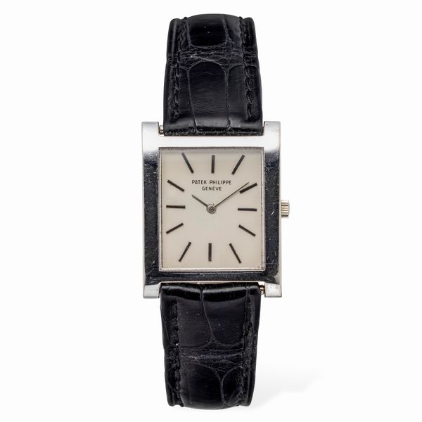 PATEK PHILIPPE : Elegante orologio di forma extraplat in oro bianco 18k, quadrante Argent con indici applicati, carica manuale  - Asta Orologi da Polso e da Tasca - Associazione Nazionale - Case d'Asta italiane