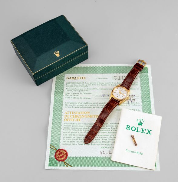 Raffinato ed attraente Datejust ref 1601 in oro giallo 18k in perfetto stato di conservazione con scatola e garanzia originale  - Asta Orologi da Polso e da Tasca - Associazione Nazionale - Case d'Asta italiane