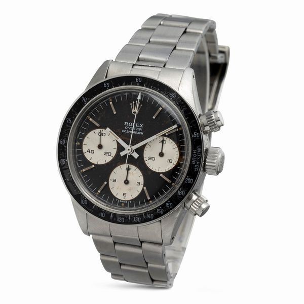 ROLEX : Iconico e ricercato Cosmograph Daytona ref 6263 in acciaio, quadrante nero virato Tropical ghiera in bachelite nera e tasti a vite  - Asta Orologi da Polso e da Tasca - Associazione Nazionale - Case d'Asta italiane