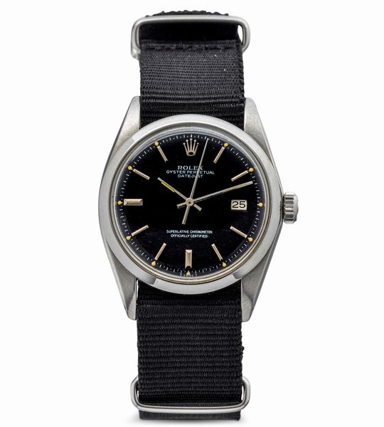 ROLEX : Datejust ref 1600 in acciaio inossidabile, ghiera liscia e quadrante nero opaco con secondi al centro e data  - Asta Orologi da Polso e da Tasca - Associazione Nazionale - Case d'Asta italiane
