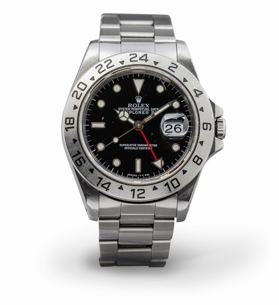 ROLEX : Explorer II ref 16570, sportivo automatico datario, indicazione delle 24h sulla ghiera in acciaio, quadrante nero luminescenza al trizio  - Asta Orologi da Polso e da Tasca - Associazione Nazionale - Case d'Asta italiane