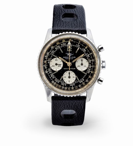 Breitling : Ricercato Navitimer cronografo tre contatori in acciaio, carica manuale tasti a pompa e fondello a scatto, ghiera girevole interna  - Asta Orologi da Polso e da Tasca - Associazione Nazionale - Case d'Asta italiane