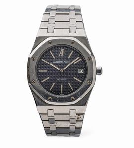 AUDEMARS PIGUET - Raro e attraente Royal Oak Jumbo D Series automatico in acciaio inossidabile con cassa ottagonale, quadrante blu Petit Tapisserie accompagnato da scatola originale e garanzia, appartenuto al pilota di F1 Gerard Bergher