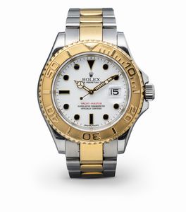 ROLEX - Sportivo Yacht Master ref 16623, acciaio e oro quadrante bianco con indici in onice ghiera girevole in oro, movimento automatico e datario