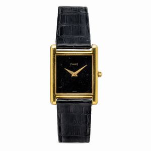 Piaget - Classico Tank extrapiatto in oro giallo 18k, quadrante in Onice, carica manuale