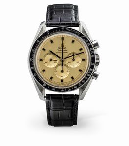 OMEGA - Speedmaster 145.022 cronografo professionale a carica manuale, tre contatori, cassa in acciaio e quadrante in oro con indici in Onice