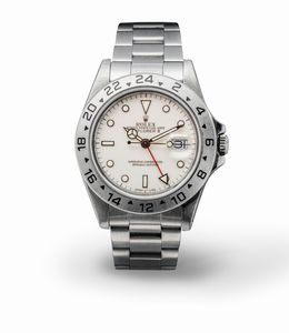 ROLEX - Sportivo e leggendario Explorer II ref 16570 in acciaio inossidabile, automatico con datario e indicazione delle 24 ore sulla ghiera, quadrante nero luminescenza al trizio