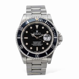 ROLEX - Submariner 16610 con cassa in acciaio, bracciale oyster chiusura fliplock accompagnato da astuccio originale<BR>
