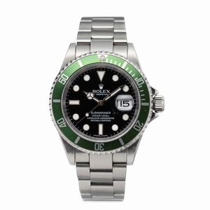 ROLEX - Iconico e sportivo Submariner 16610 LV del 50 anniversario, con ghiera girevole verde, in acciaio inossidabile con quadrante nero con indici luminescenti