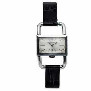 Jaeger-LeCoultre - Stravagante orologio Etrier in acciaio carica manuale, quadrante Argent con indici applicati