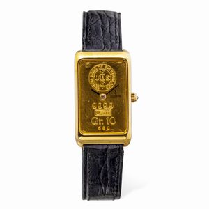 CORUM - Inusuale orologio Lingot, quadrante in oro giallo 999 di 10 grammi, carica manuale, con scatola e garanzia