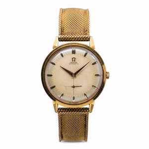 OMEGA - Seamaster Oversize in oro giallo quadrante Guilloch con indici applicati, anse a ragno e secondi al sei