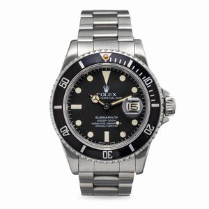 ROLEX - Raro Submariner ref 16800 transizionale in acciaio inossidabile con vetro zaffiro e quadrante nero opaco pallettoni