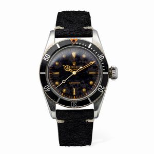 ROLEX - Sportivo e raro Submariner ref 5510 Coroncione, quadrante nero lucido gilt pallettoni al radio, corona maggiorata brevet cassa in acciaio mai lucidata, ghiera girevole con triangolo rosso ad ore 12