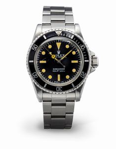 ROLEX - Submariner 5513 in acciaio con quadrante nero pallettoni, movimento automatico, ghiera girevole e bracciale Oyster con chiusura Fliplock