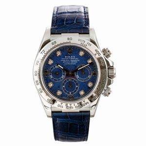 ROLEX - Daytona ref 16519 in oro bianco 18k con quadrante in Sodalite e indici in brillanti, ghiera Tachimetrica, movimento automatico con scatola garanzia e service Rolex
