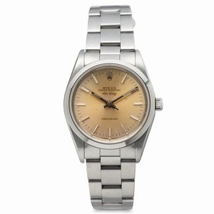 ROLEX - Classico Oyster Perpetual Air King Precision ref 14000 in acciaio, ghiera liscia, quadrante tropical, bracciale Oyster, movimento automatico