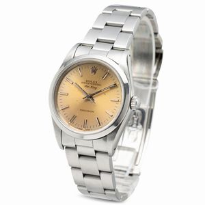 ROLEX : Classico Oyster Perpetual Air King Precision ref 14000 in acciaio, ghiera liscia, quadrante tropical, bracciale Oyster, movimento automatico  - Asta Orologi da Polso e da Tasca - Associazione Nazionale - Case d'Asta italiane