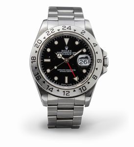 ROLEX - Explorer II ref 16570, sportivo automatico datario, indicazione delle 24h sulla ghiera in acciaio, quadrante nero luminescenza al trizio