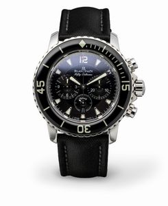 BLANCPAIN - Attraente orologio subacqueo Fifty Fathoms, in acciaio inossidabile, a carica automatica con tre contatori, scatola e garanzia