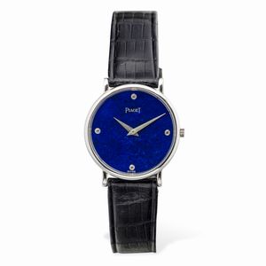 Piaget - Fine orologio da sera in oro bianco quadrante in lapis lazuli con diamanti ai punti cardinali, carica manuale