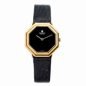 Universal Genève - Raro orologio di forma ottagonale con quadrante in Onice, cassa in oro giallo 18k e movimento a carica manuale