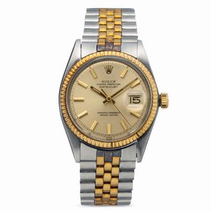 ROLEX - Classico Datejust ref 1601 acciaio e oro, quadrante champagne con indici applicati e bracciale Jubilee in perfetto stato di conservazione