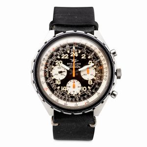 Breitling - Raro Navitimer Cosmonaut cronografo carica manuale tre contatori con indicazione delle 24 ore, ghiera girevole interna, quadrante nero lucido con numeri Arabi luminosi