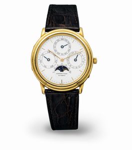 AUDEMARS PIGUET - Fine ed elegante Quantieme Perpetuel ref BA5548 automatico con quadrante bianco calendario perpetuo e fasi lunari, in oro giallo 18k con scatola, garanzia e cursore