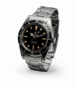 ROLEX - Ricercato e iconico Submariner ref 5508 in acciaio inossidabile, quadrante nero Gilt con luminescenza al radio, ghiera girevole originale