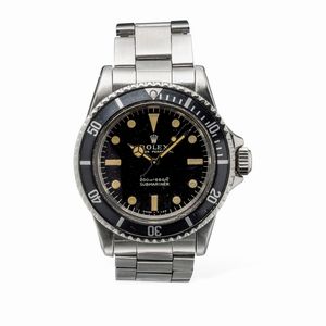 ROLEX - Semplice e sportivo Submariner ref 5513 Meter First in acciaio inossidabile, quadrante nero opaco pallettoni con luminescenza al trizio e ghiera girevole metallica