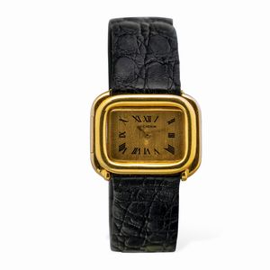 BOUCHERON - Elegante Boucheron da sera in oro giallo, quadrante champagne, carica manuale con chiusura invisibile