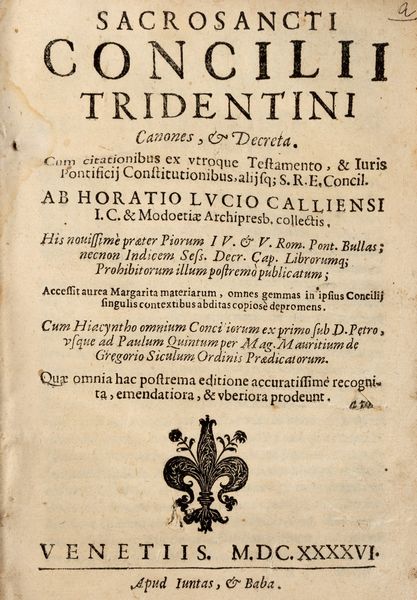 Sacrosanti concilii tridentini canones et decreta / index librorum prohibitorum  - Asta Libri, Autografi e Stampe - Associazione Nazionale - Case d'Asta italiane