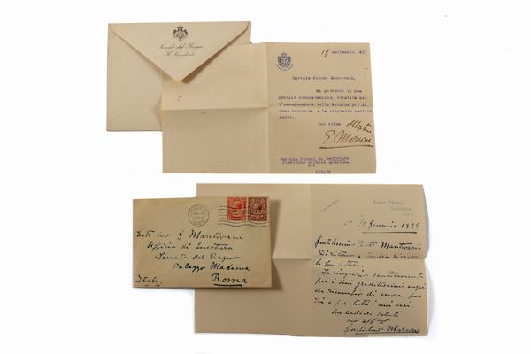 Marconi, Guglielmo : Due lettere una firmata e una interamente autografa, con busta  - Asta Libri, Autografi e Stampe - Associazione Nazionale - Case d'Asta italiane