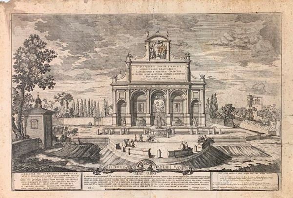 Specchi, Alessandro : Veduta del Castello dell'Acqua Paola nel monte Aureo  - Asta Libri, Autografi e Stampe - Associazione Nazionale - Case d'Asta italiane